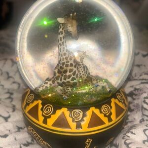 Giraffe Music Vintage Snow Globe with Brown and Yellow Base